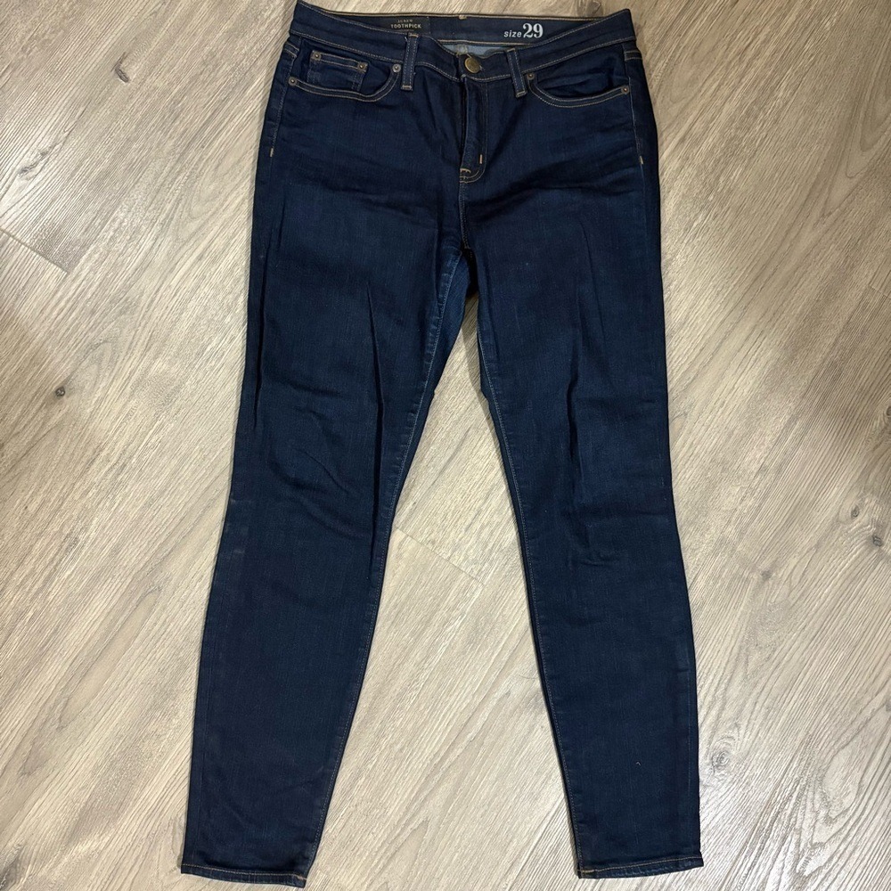 J. CREW Toothpick Dark Wash Skinny Jeans Women's Sz 29 Cotton Blend Stretch
